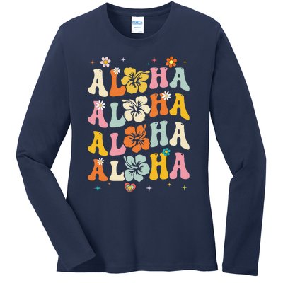 Aloha Women Hawaii Family Vacation Trip Girl Summer Groovy Ladies Long Sleeve Shirt