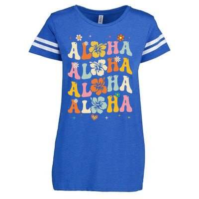 Aloha Women Hawaii Family Vacation Trip Girl Summer Groovy Enza Ladies Jersey Football T-Shirt