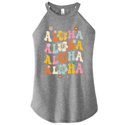 Aloha Women Hawaii Family Vacation Trip Girl Summer Groovy Women's Perfect Tri Rocker Tank