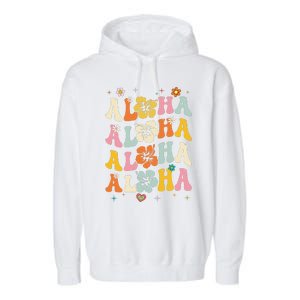 Aloha Women Hawaii Family Vacation Trip Girl Summer Groovy Garment-Dyed Fleece Hoodie