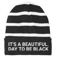 A’Ja Wilson It’S A Beautiful Day To Be Black Striped Beanie with Solid Band