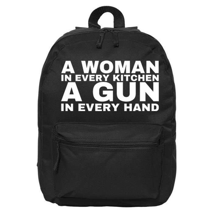 A Woman In Every Kitchen A Gun In Every Hand 16 in Basic Backpack