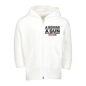 A Woman In Every Kitchen A Gun In Every Hand Sean 2024 Strickland Toddler Zip Fleece Hoodie