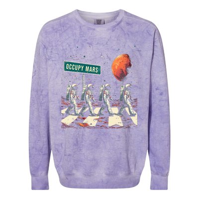 Astronauts Walking In Space Occupy Mars Colorblast Crewneck Sweatshirt