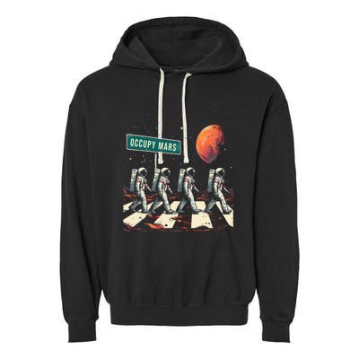 Astronauts Walking In Space Occupy Mars Garment-Dyed Fleece Hoodie