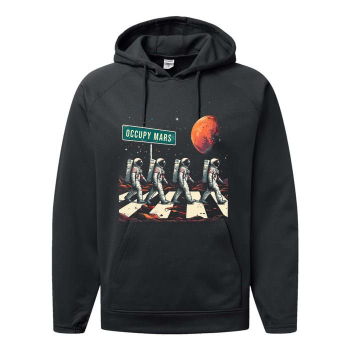 Astronauts Walking In Space Occupy Mars Performance Fleece Hoodie