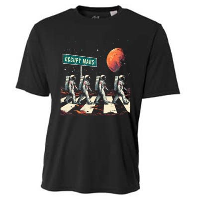 Astronauts Walking In Space Occupy Mars Cooling Performance Crew T-Shirt