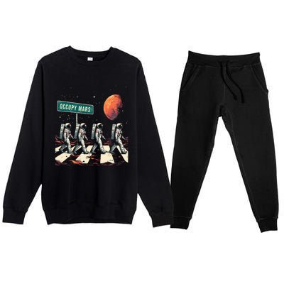 Astronauts Walking In Space Occupy Mars Premium Crewneck Sweatsuit Set