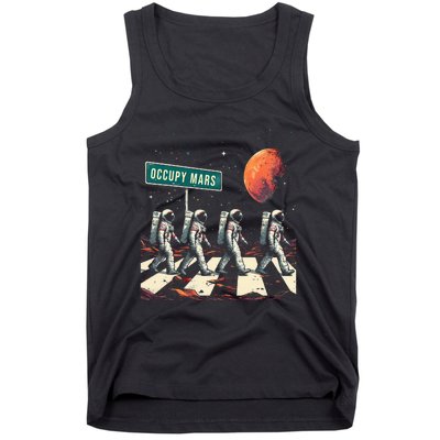 Astronauts Walking In Space Occupy Mars Tank Top