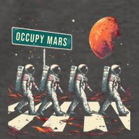 Astronauts Walking In Space Occupy Mars Vector Backpack