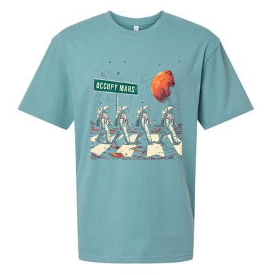 Astronauts Walking In Space Occupy Mars Sueded Cloud Jersey T-Shirt