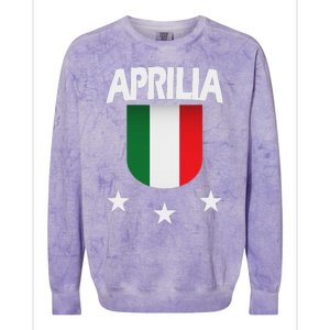 Aprilia With Italian Flag And 3 White Stars Colorblast Crewneck Sweatshirt