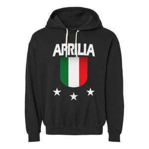 Aprilia With Italian Flag And 3 White Stars Garment-Dyed Fleece Hoodie