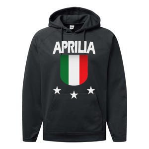 Aprilia With Italian Flag And 3 White Stars Performance Fleece Hoodie