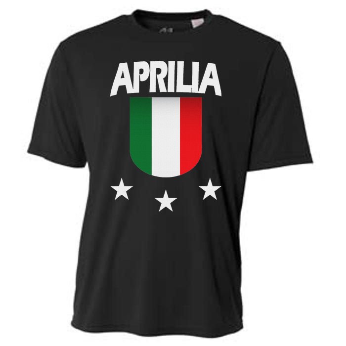 Aprilia With Italian Flag And 3 White Stars Cooling Performance Crew T-Shirt