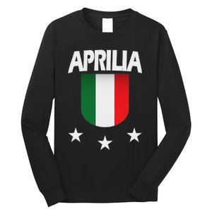 Aprilia With Italian Flag And 3 White Stars Long Sleeve Shirt