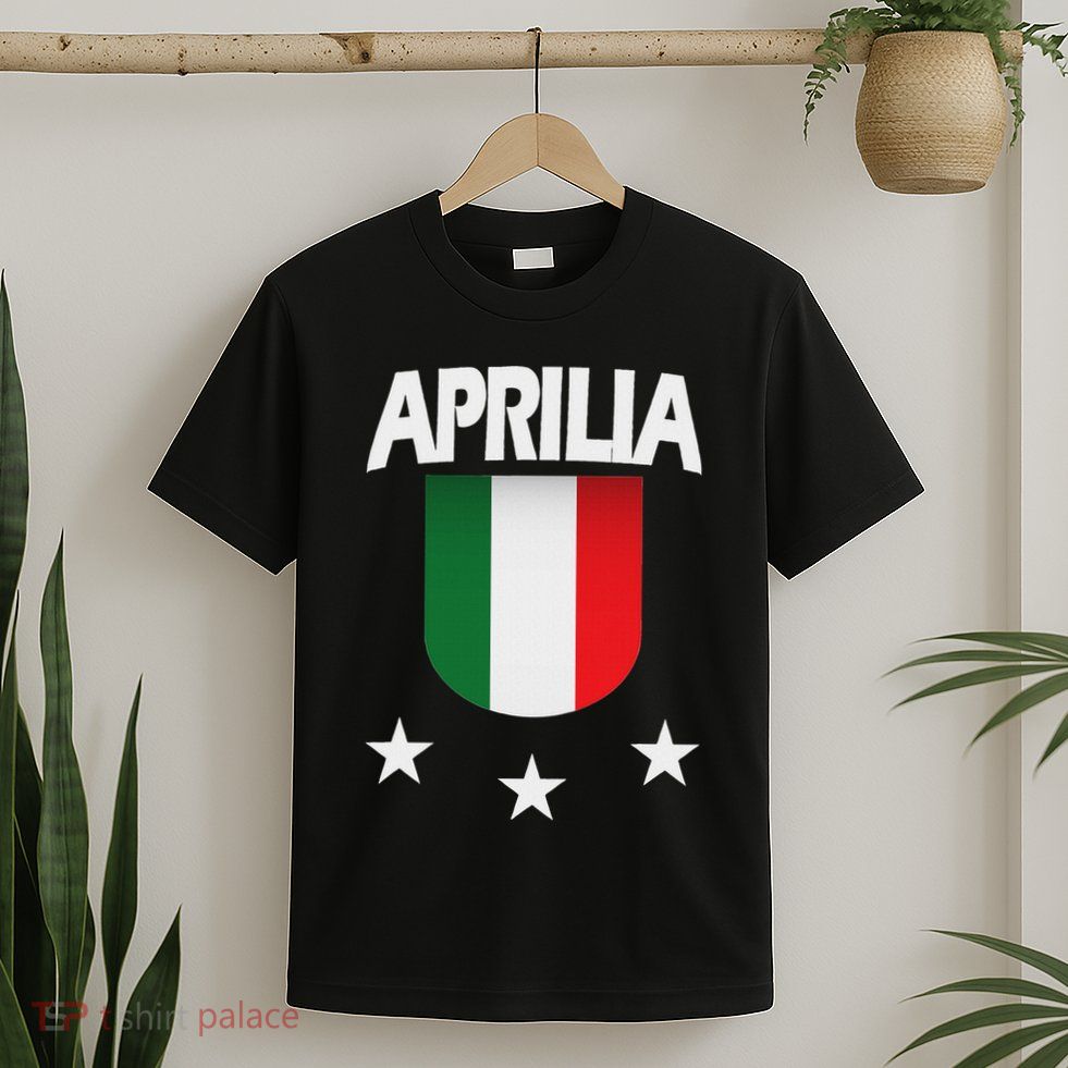 Aprilia With Italian Flag And 3 White Stars T-Shirt