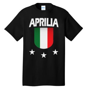 Aprilia With Italian Flag And 3 White Stars Tall T-Shirt