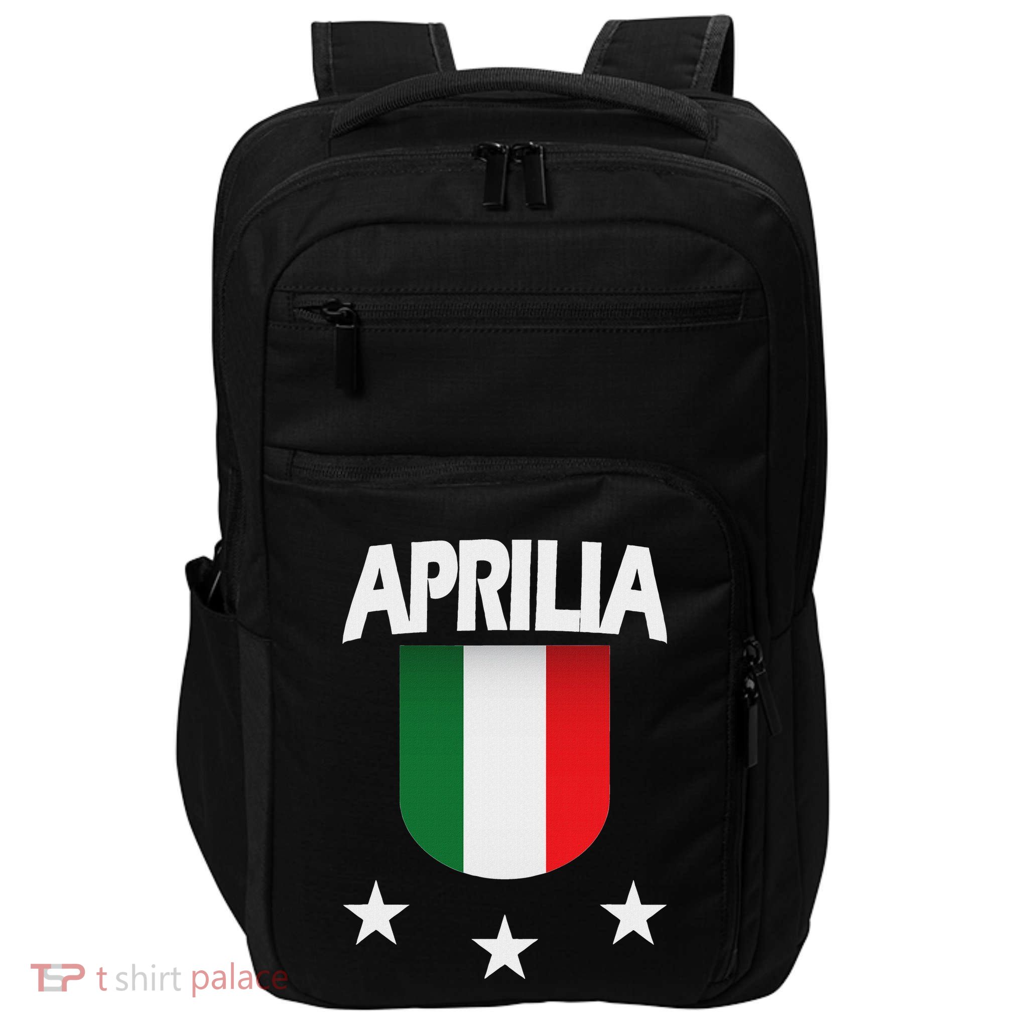 Aprilia With Italian Flag And 3 White Stars Impact Tech Backpack