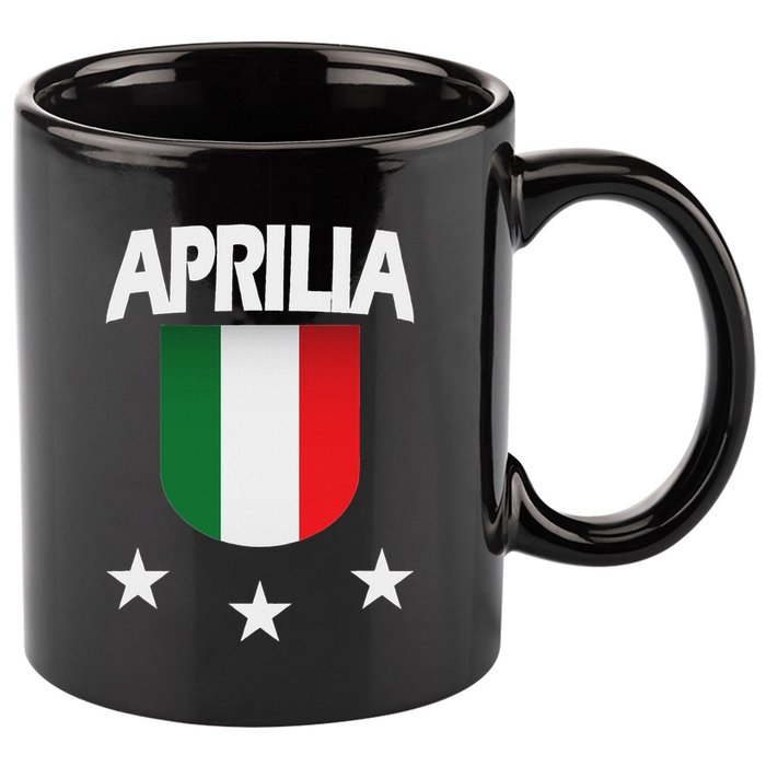 Aprilia With Italian Flag And 3 White Stars 11oz C Handle Ceramic Mug