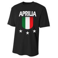 Aprilia With Italian Flag And 3 White Stars Performance Sprint T-Shirt