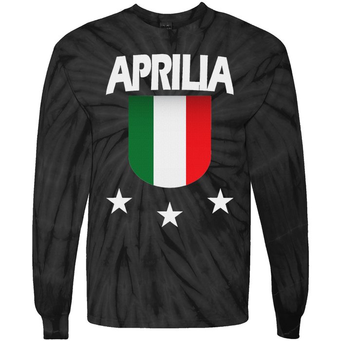 Aprilia With Italian Flag And 3 White Stars Tie-Dye Long Sleeve Shirt