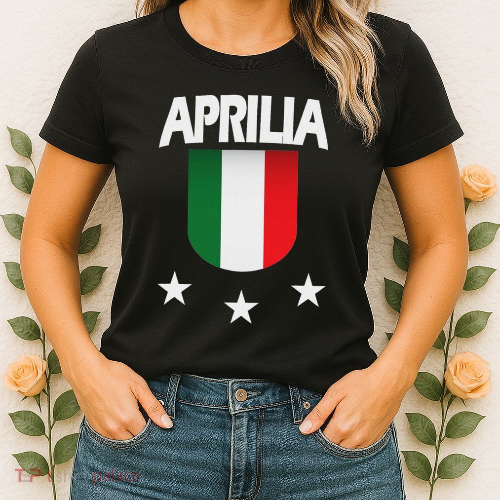 Aprilia With Italian Flag And 3 White Stars Womens T-Shirt