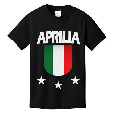 Aprilia With Italian Flag And 3 White Stars Kids T-Shirt