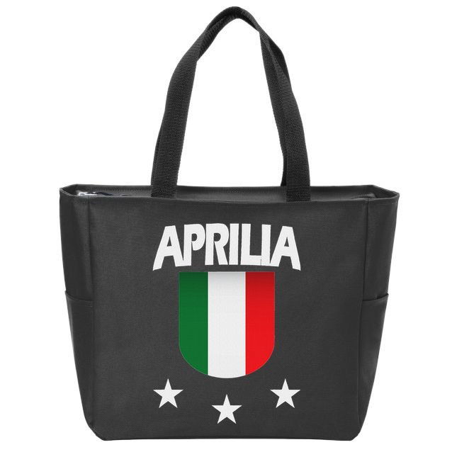 Aprilia With Italian Flag And 3 White Stars Zip Tote Bag