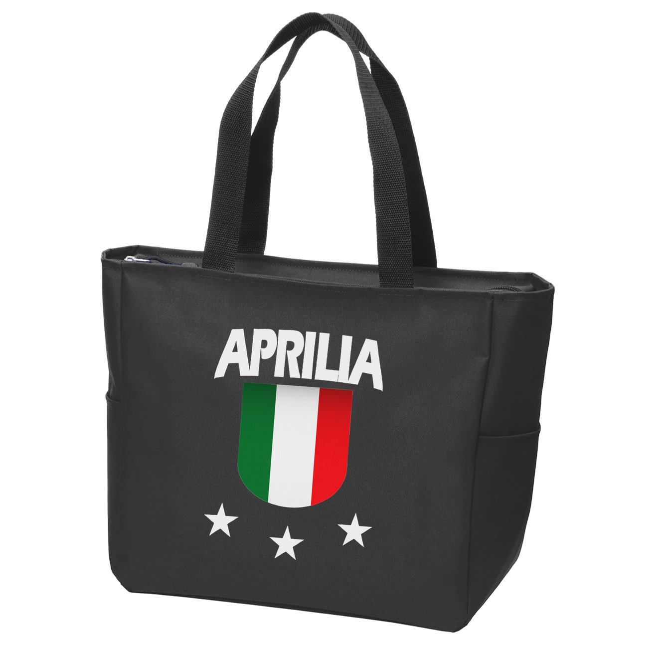 Aprilia With Italian Flag And 3 White Stars Zip Tote Bag