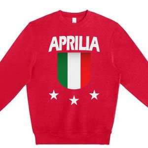 Aprilia With Italian Flag And 3 White Stars Premium Crewneck Sweatshirt