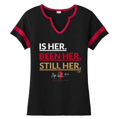 AJa Wilson Is Her. Been Her. Still Her Vegas Basketball Ladies Halftime Notch Neck Tee