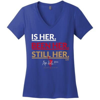 AJa Wilson Is Her. Been Her. Still Her Vegas Basketball Women's V-Neck T-Shirt