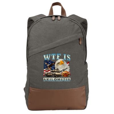 American Wtf Is A Kilometer Eagle Badge Signature Burger Gift Cotton Canvas Backpack