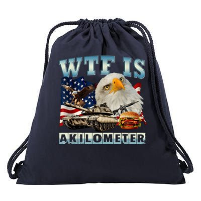 American Wtf Is A Kilometer Eagle Badge Signature Burger Gift Drawstring Bag