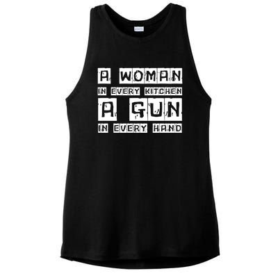 A Woman In Every Kitchen A Gun In Every Hand Ladies PosiCharge Tri-Blend Wicking Tank