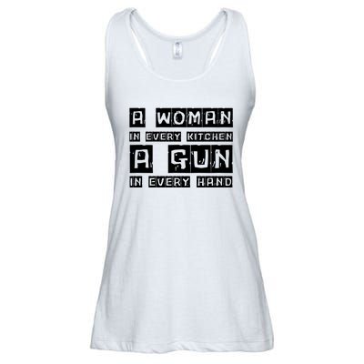 A Woman In Every Kitchen A Gun In Every Hand Ladies Essential Flowy Tank