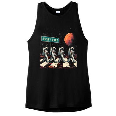 Astronauts Walking In Space Occupy Mars Ladies PosiCharge Tri-Blend Wicking Tank