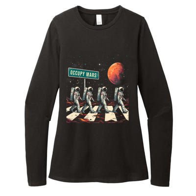 Astronauts Walking In Space Occupy Mars Womens CVC Long Sleeve Shirt