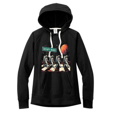 Astronauts Walking In Space Occupy Mars Women's Fleece Hoodie