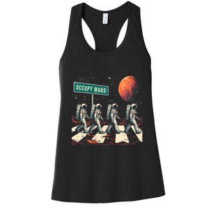 Astronauts Walking In Space Occupy Mars Women's Racerback Tank