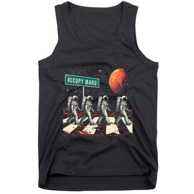 Astronauts Walking In Space Occupy Mars Tank Top