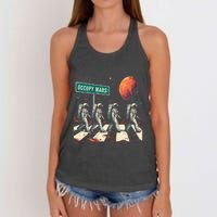 Astronauts Walking In Space Occupy Mars Women's Knotted Racerback Tank