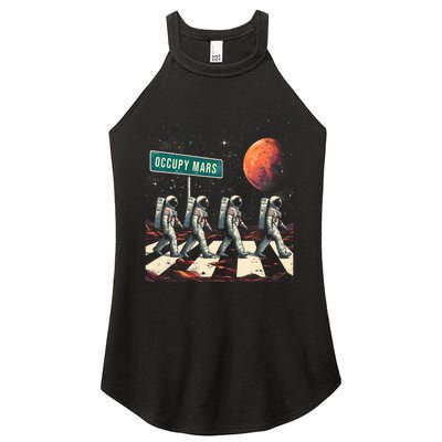 Astronauts Walking In Space Occupy Mars Women's Perfect Tri Rocker Tank