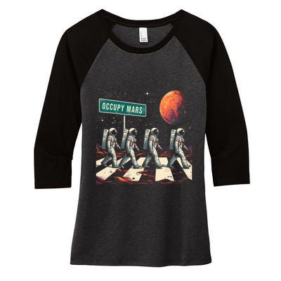 Astronauts Walking In Space Occupy Mars Women's Tri-Blend 3/4-Sleeve Raglan Shirt