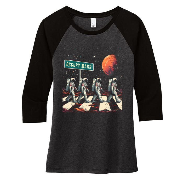 Astronauts Walking In Space Occupy Mars Women's Tri-Blend 3/4-Sleeve Raglan Shirt