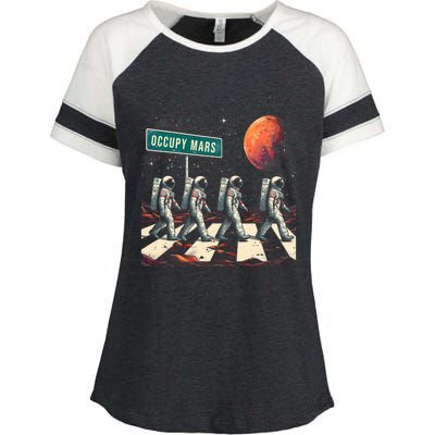 Astronauts Walking In Space Occupy Mars Enza Ladies Jersey Colorblock Tee