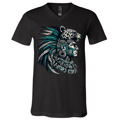 Aztec Warrior Jaguar V-Neck T-Shirt