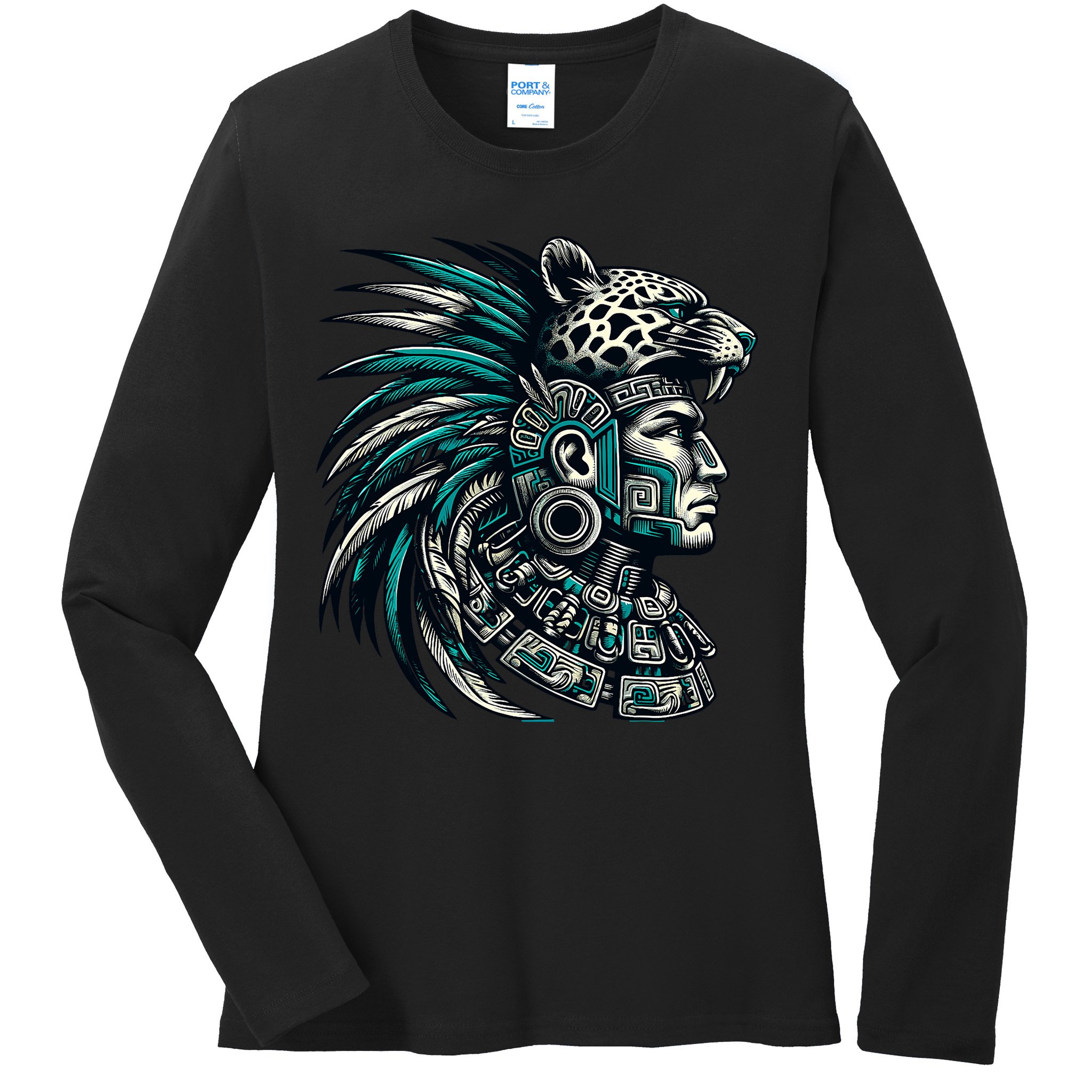Aztec Warrior Jaguar Ladies Long Sleeve Shirt
