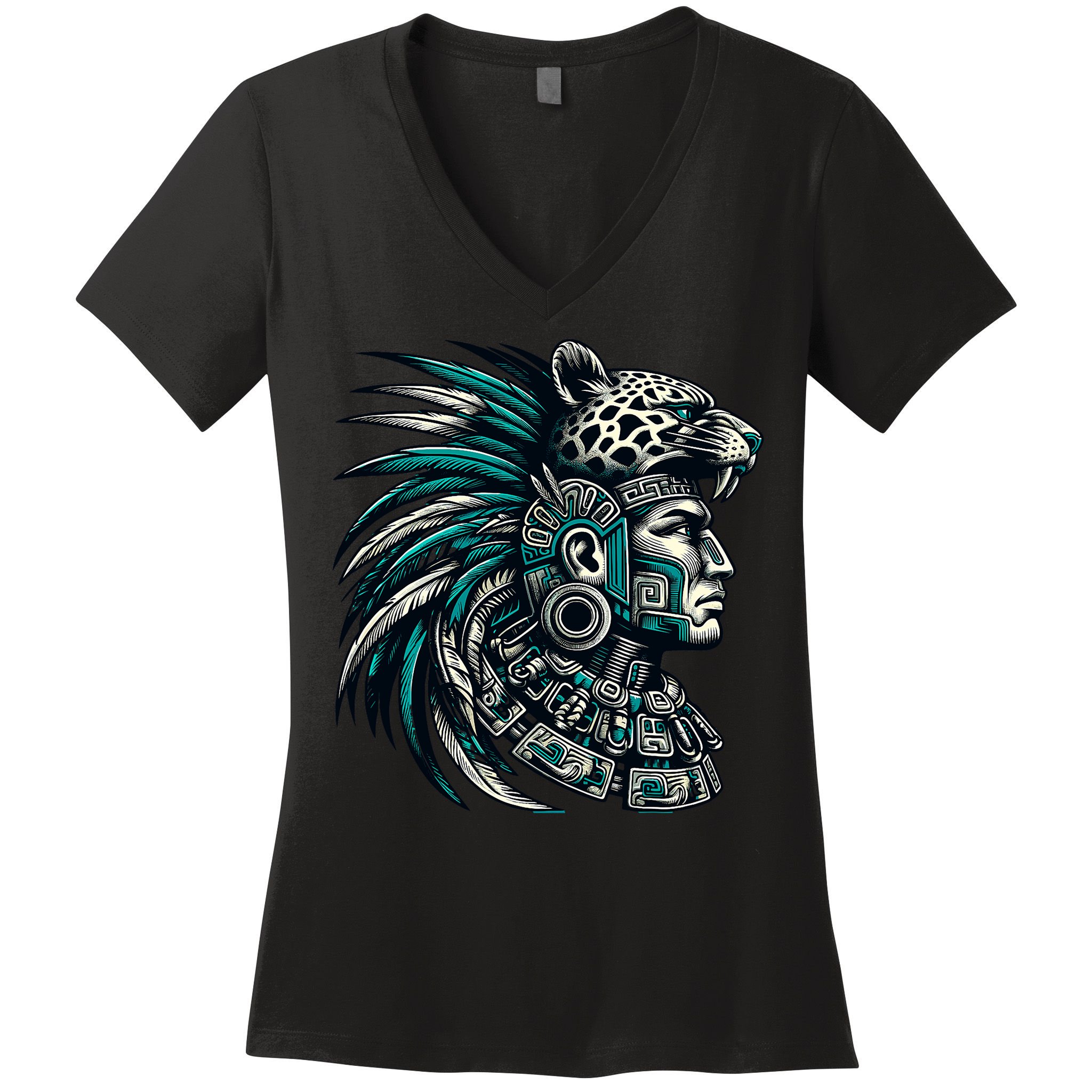 Aztec Warrior Jaguar Women's V-Neck T-Shirt
